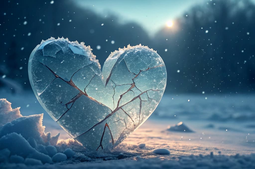 凍り付いた割れたハート